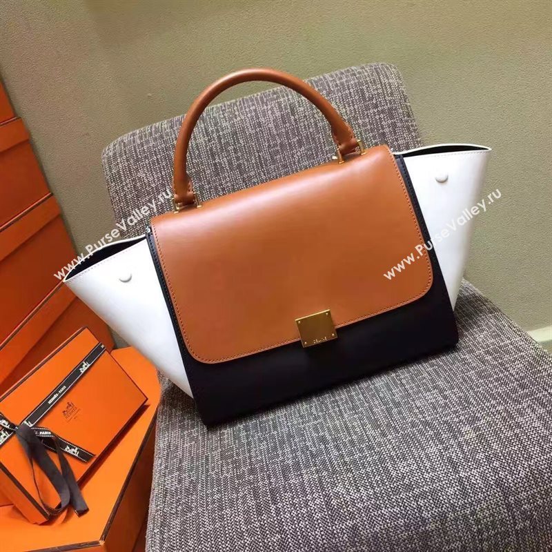 Celine tri-colors tan Trapeze white bag 4515