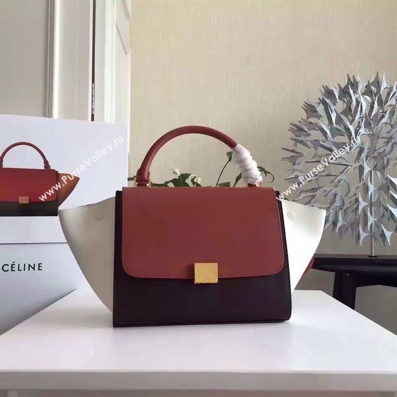 Celine tri-colors wine v Trapeze white bag 4517