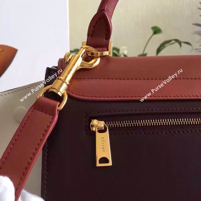 Celine tri-colors wine v Trapeze white bag 4517