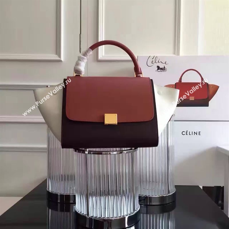 Celine tri-colors wine v Trapeze white bag 4517