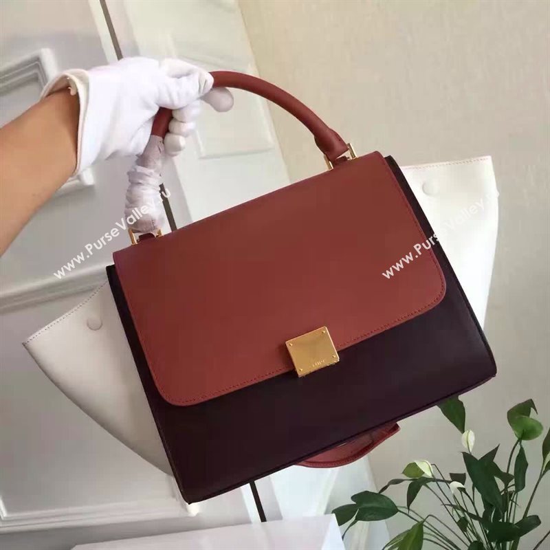 Celine tri-colors wine v Trapeze white bag 4517