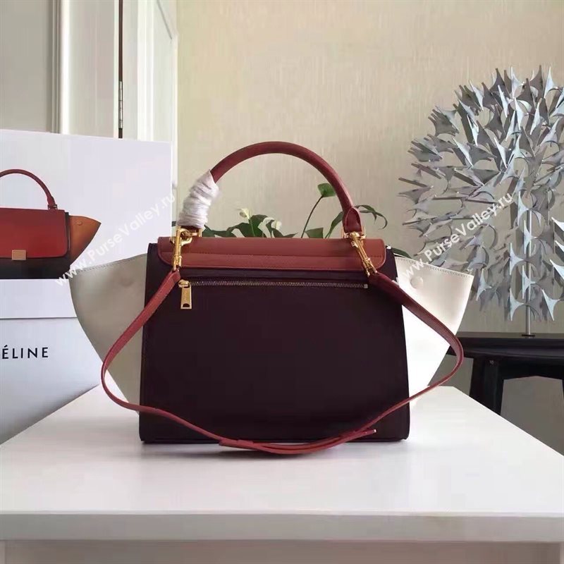 Celine tri-colors wine v Trapeze white bag 4517