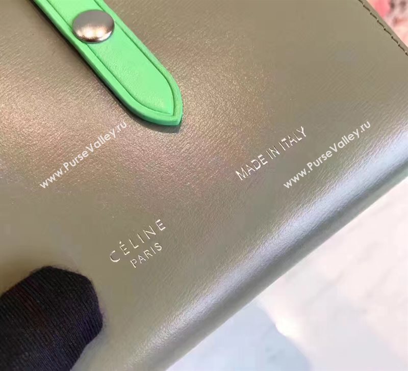 Celine gray v wallet green bag 4521