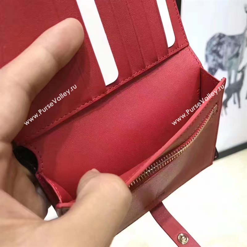 Celine black v wallet red bag 4524
