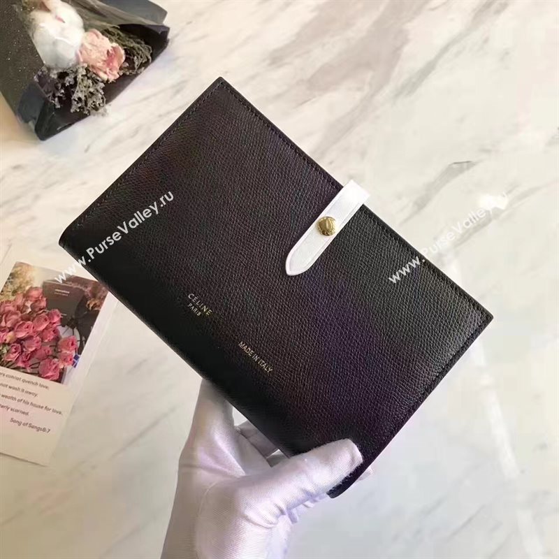 Celine large black v wallet white bag 4526