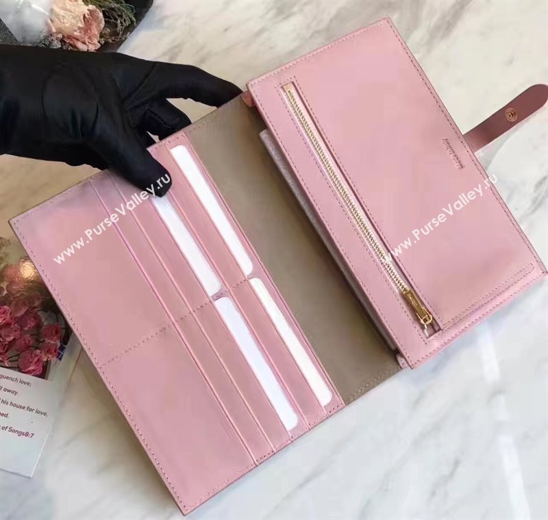 Celine large nude v wallet pink bag 4527