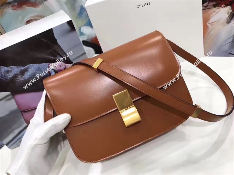 Celine classic box tan dark bag 4664