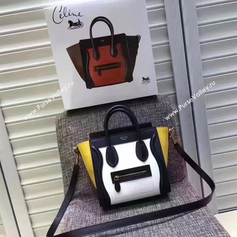 Celine nano Boston tri black yellow white bag 4669