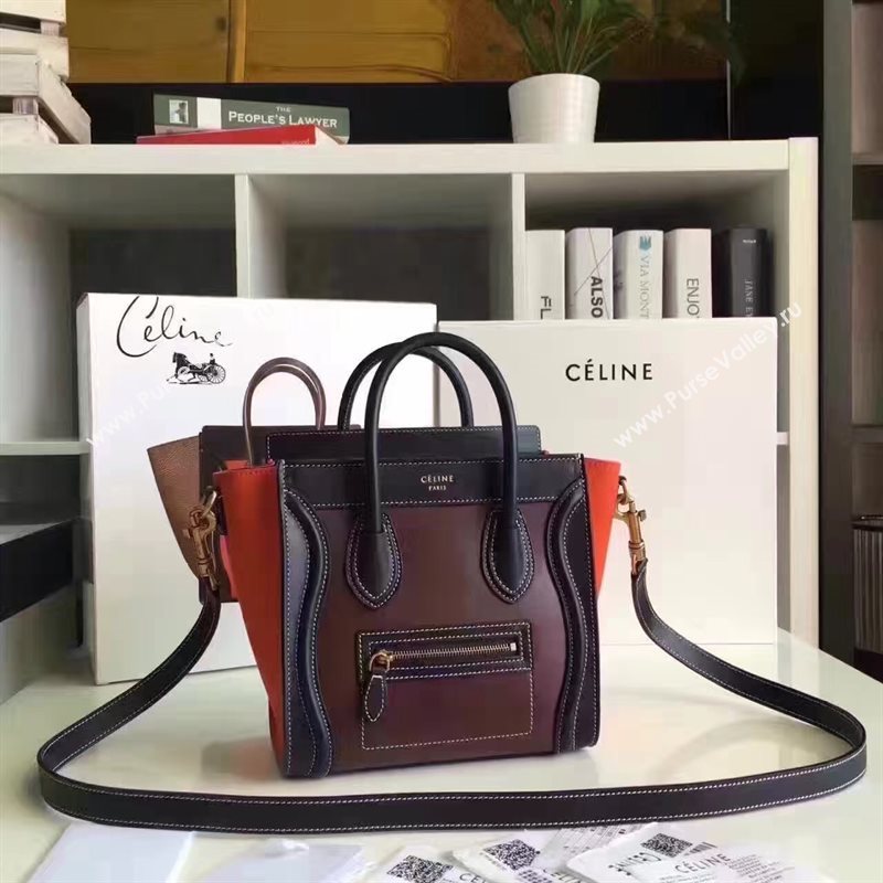 Celine nano Boston black red wine bag 4677