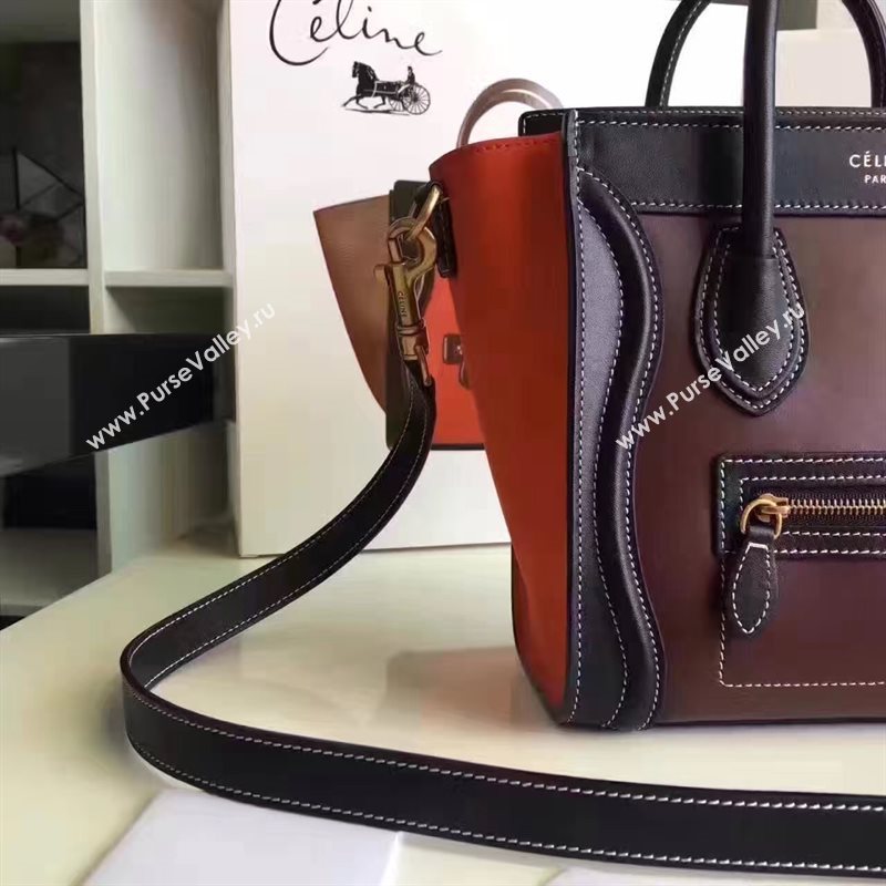 Celine nano Boston black red wine bag 4677