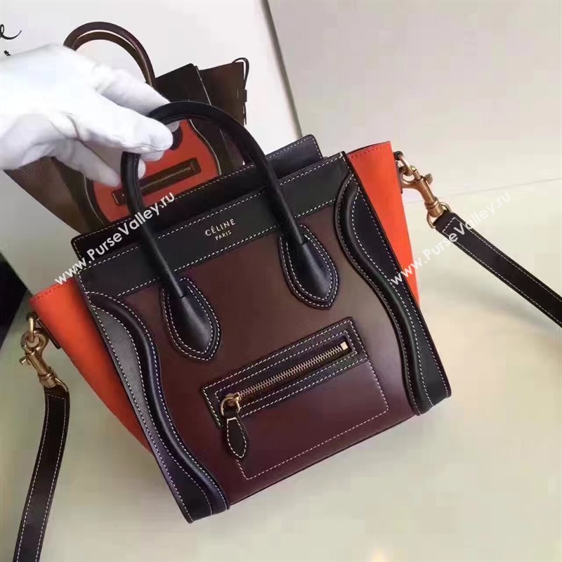 Celine nano Boston black red wine bag 4677