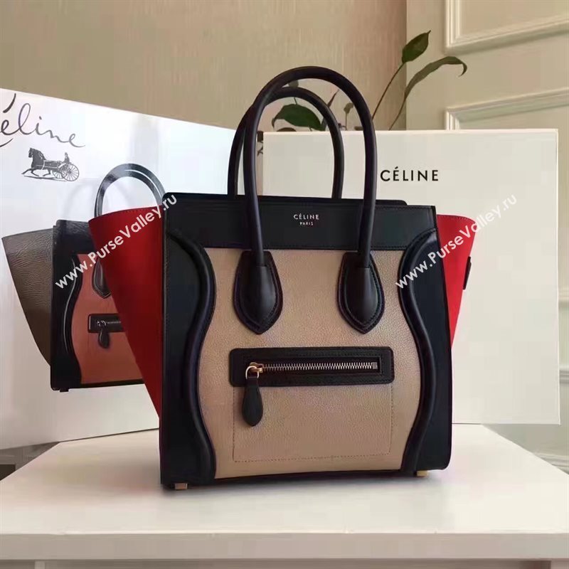 Celine medium Boston black red nude bag 4678