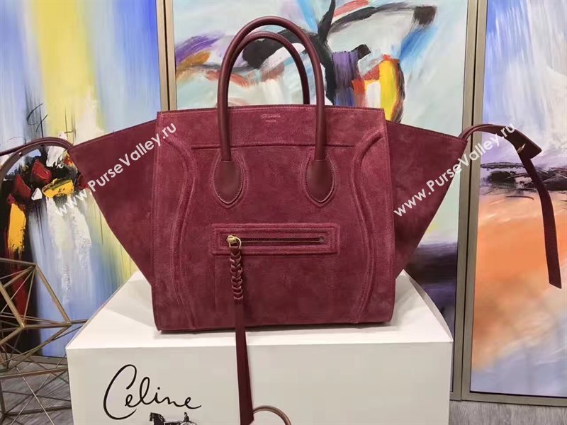 Celine large suede wine Phantom Luggage bag 4622