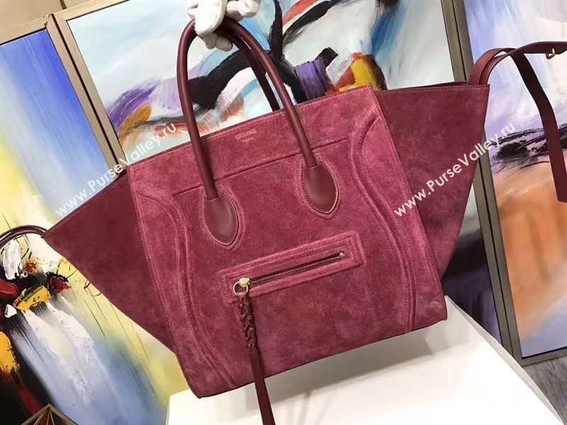 Celine large suede wine Phantom Luggage bag 4622