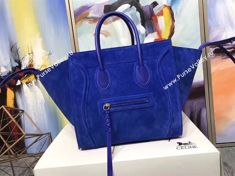 Celine large suede blue Phantom Luggage bag 4623