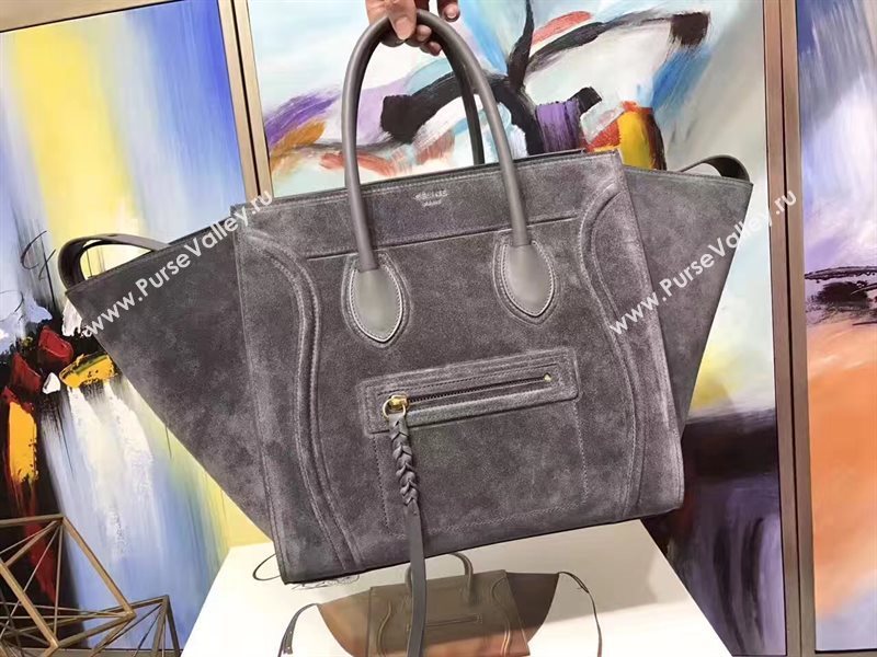 Celine large suede gray Phantom Luggage bag 4624