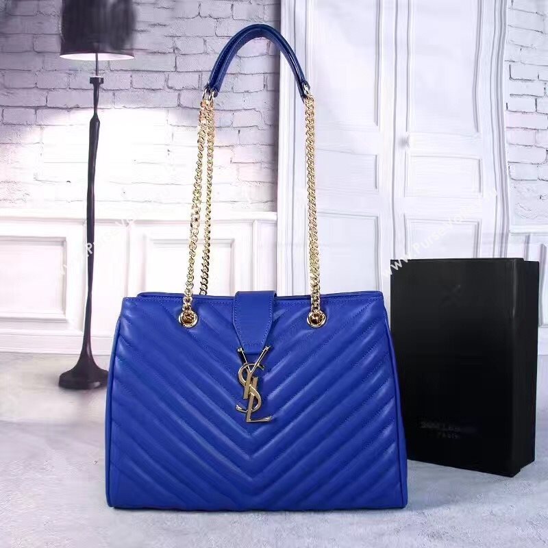 YSL large monogram shoulder blue bag 4776