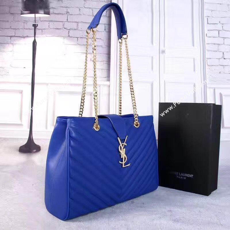 YSL large monogram shoulder blue bag 4776