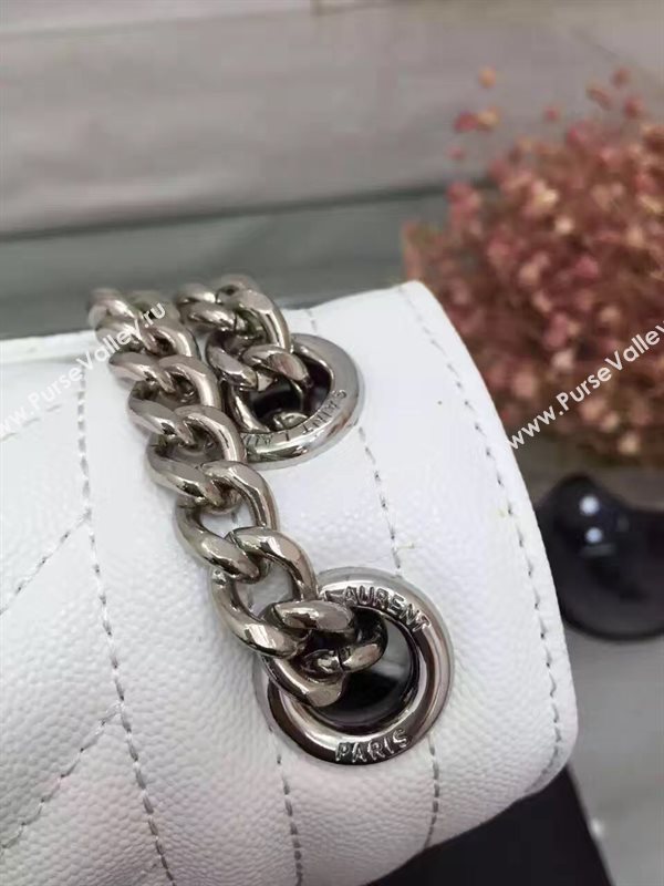 YSL large white leather shoulder college bag 4793