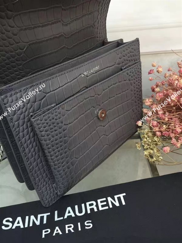 YSL crocodile sunset gray shoulder bag 4798