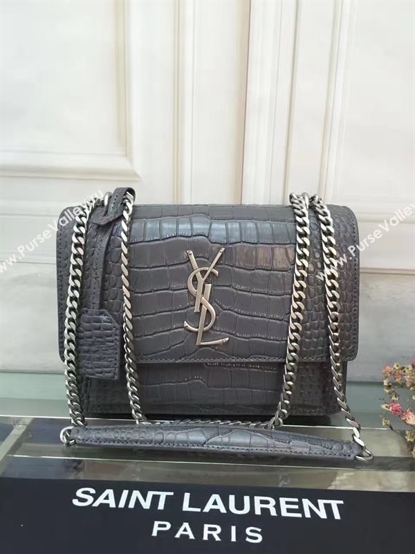 YSL crocodile sunset gray shoulder bag 4798