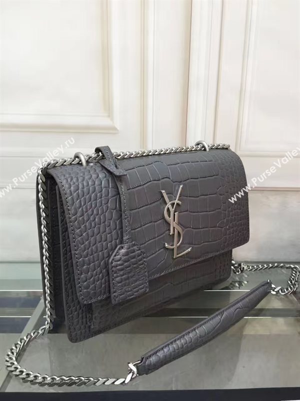 YSL crocodile sunset gray shoulder bag 4798