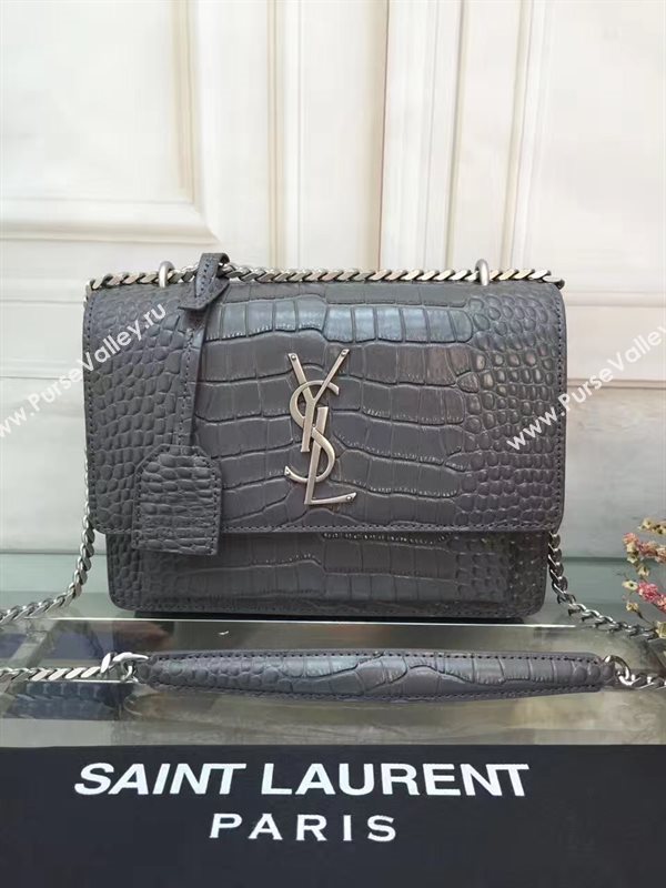 YSL crocodile sunset gray shoulder bag 4798