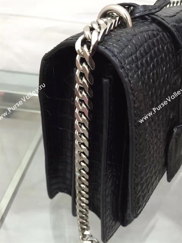 YSL black crocodile shoulder sunset bag 4799