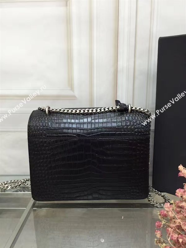 YSL black crocodile shoulder sunset bag 4799