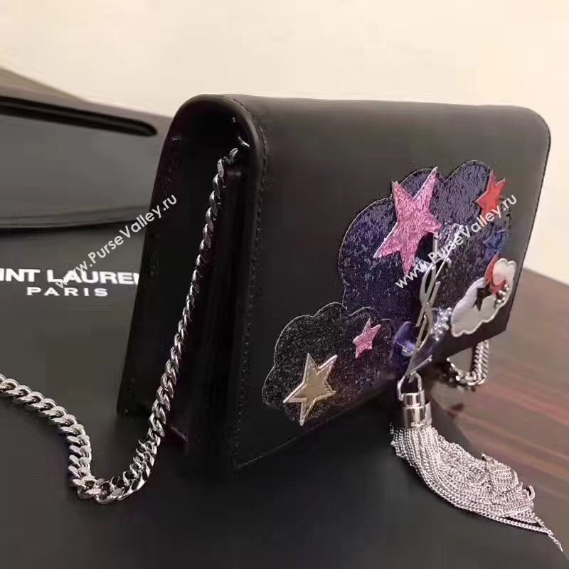 YSL black tassel shoulder clutch bag 4704