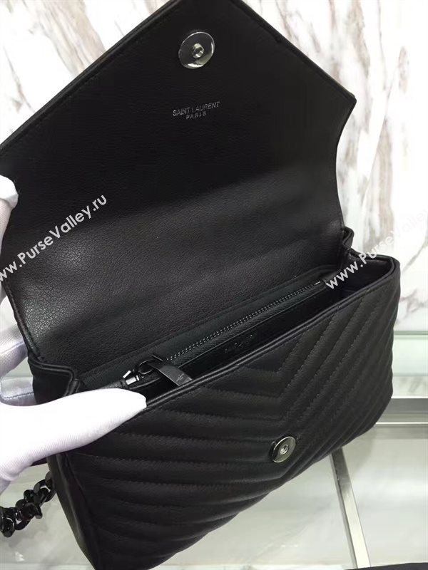 YSL real leather black small shoulder College bag 4707