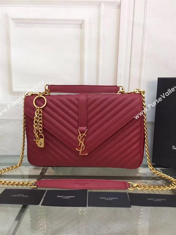 YSL large red leather shoulder College bag 4710