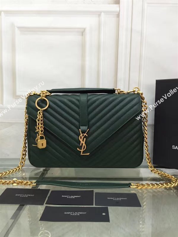 YSL large green leather shoulder College bag 4711