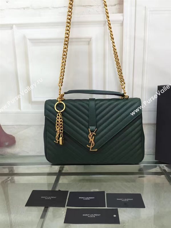 YSL large green leather shoulder College bag 4711