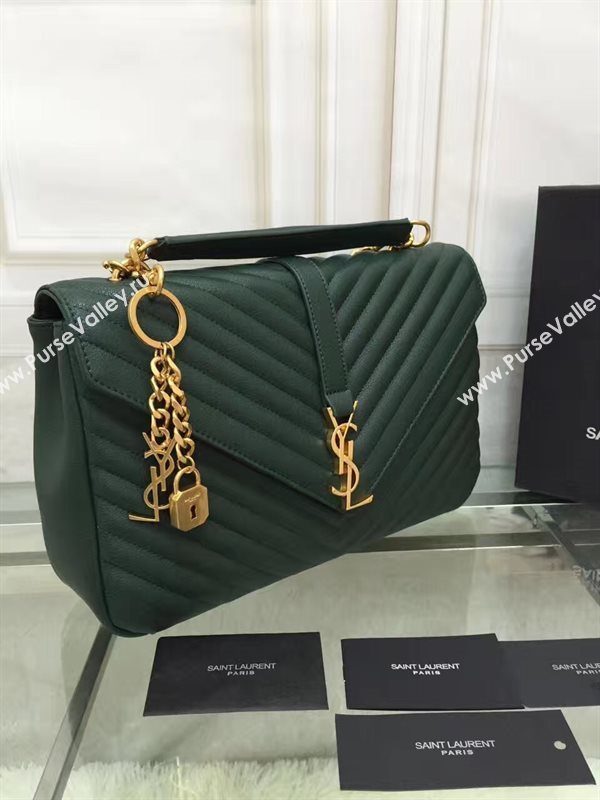 YSL large green leather shoulder College bag 4711