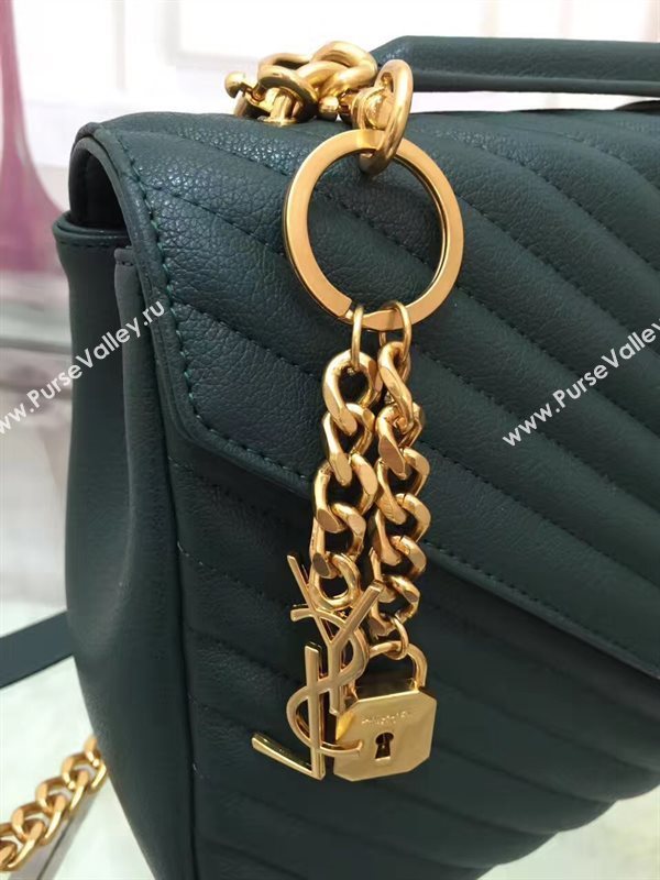 YSL large green leather shoulder College bag 4711