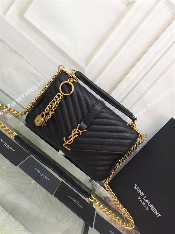 YSL small black leather shoulder College bag 4712