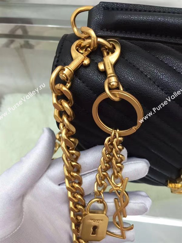 YSL small black leather shoulder College bag 4712