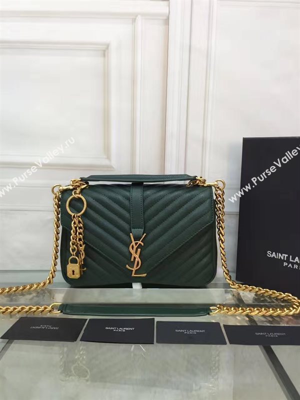 YSL small green leather shoulder College bag 4713