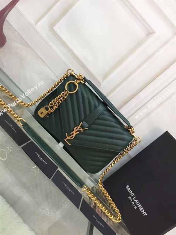 YSL small green leather shoulder College bag 4713
