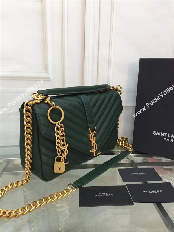 YSL small green leather shoulder College bag 4713