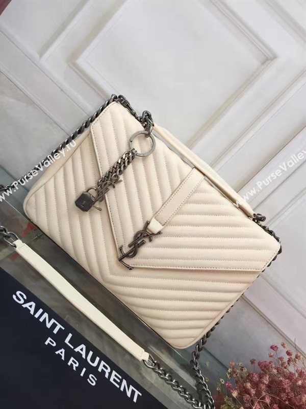 YSL large cream leather shoulder College bag 4714