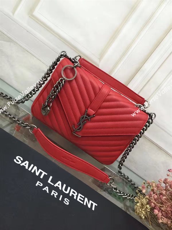 YSL small College shoulder leather red bag 4720