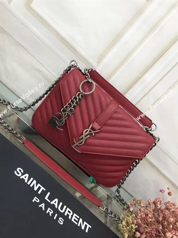 YSL small College shoulder leather wine bag 4721