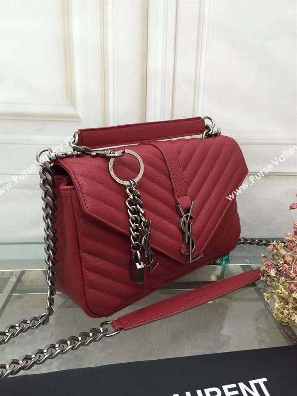YSL small College shoulder leather wine bag 4721