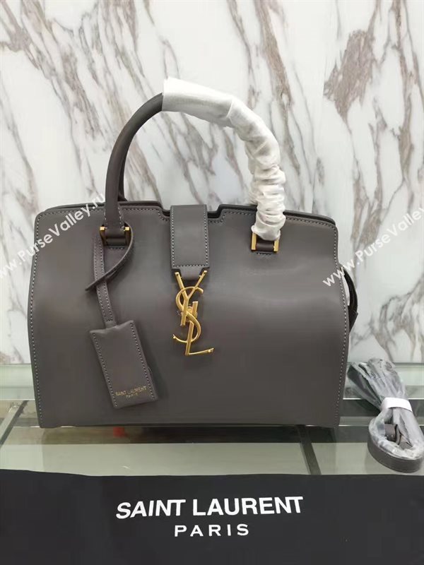 YSL gray leather shoulder cabas bag 4727