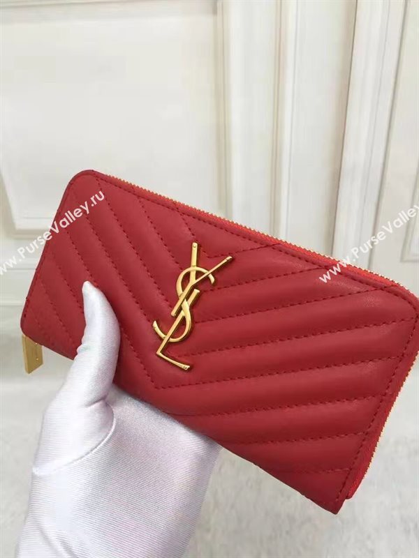 YSL zipper wallet red bag 4851