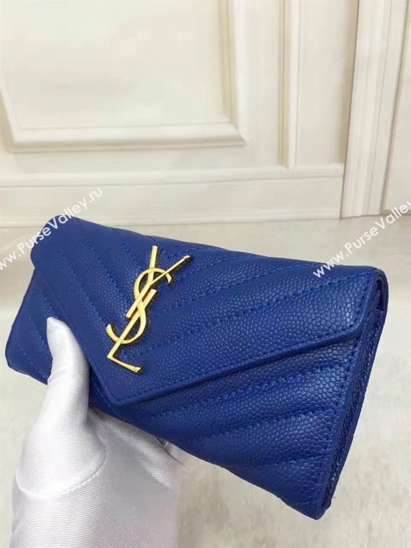 YSL grain leather wallet navy bag 4852