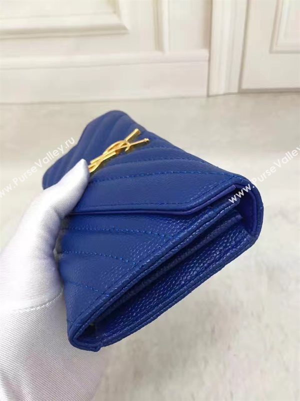 YSL grain leather wallet navy bag 4852