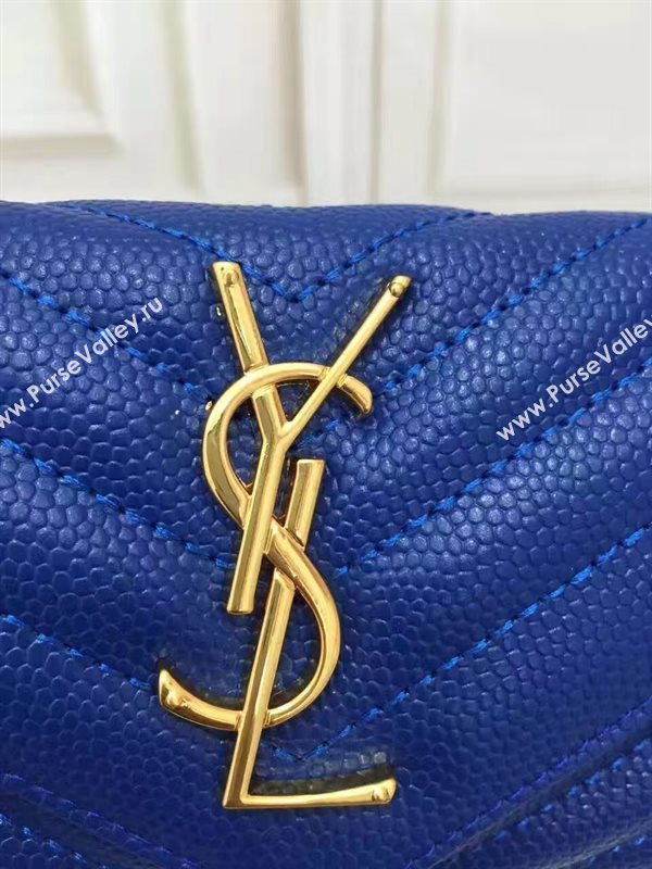 YSL grain leather wallet navy bag 4852